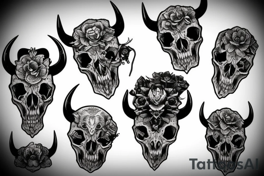 Bull skull tattoo idea