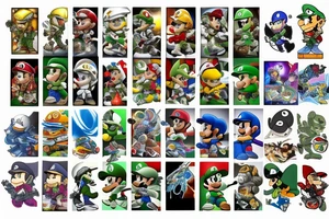 sleeve tattoo video game characters such as master chief , mario  , luigi, yoshi, samus, rainbow road, space, and maybe a drop ship tattoo idea