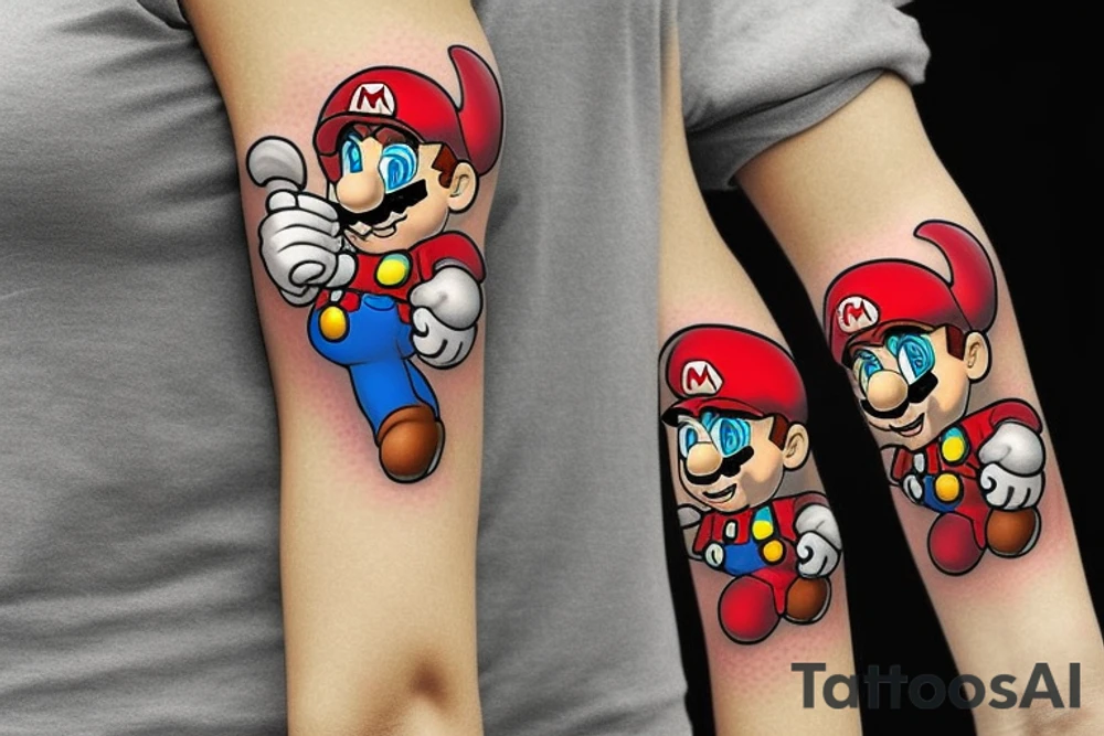 sleeve tattoo video game characters such as  mario tattoo idea
