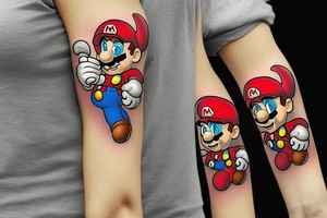 sleeve tattoo video game characters such as  mario tattoo idea