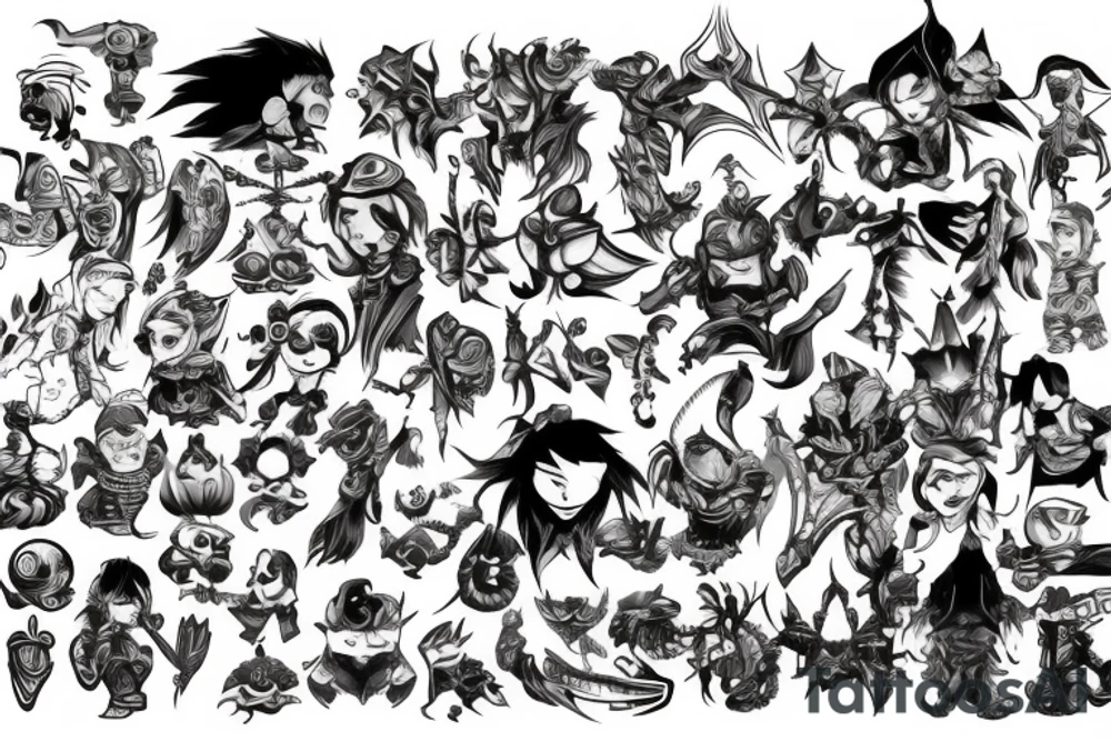 sleeve tattoo video game characters tattoo idea