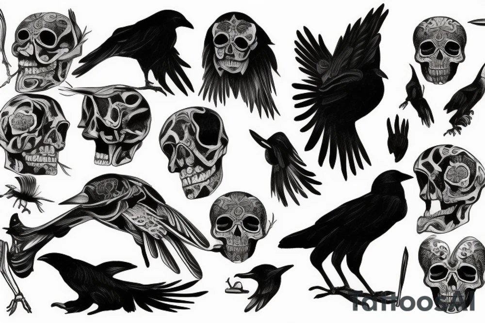 Crow Skeleton tattoo idea