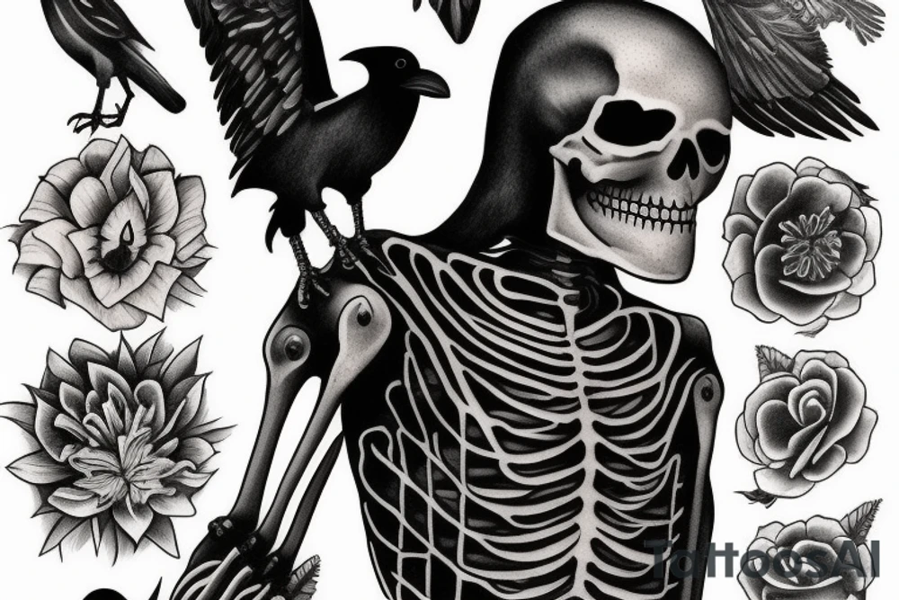 Crow Skeleton tattoo idea