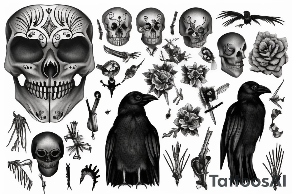 Crow Skeleton tattoo idea