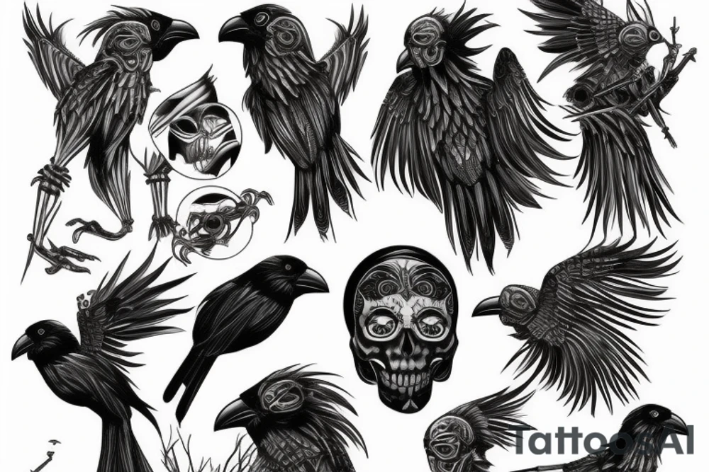 Crow Skeleton tattoo idea