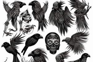 Crow Skeleton tattoo idea