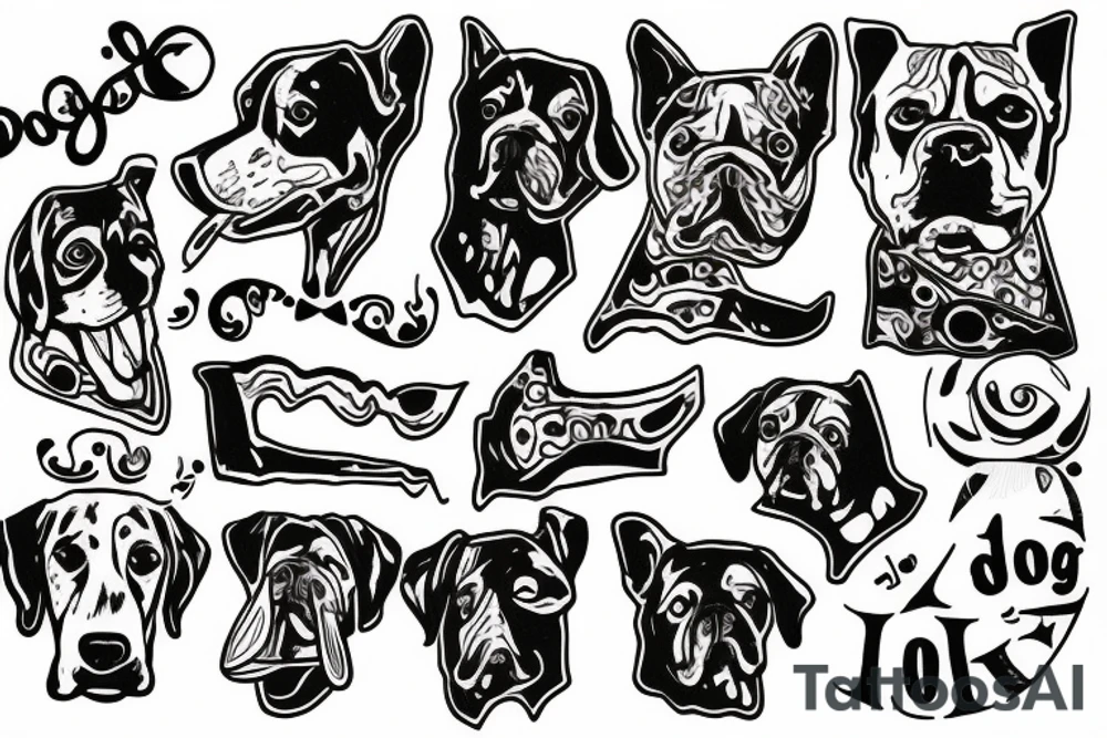 Dog with a bone tattoo idea
