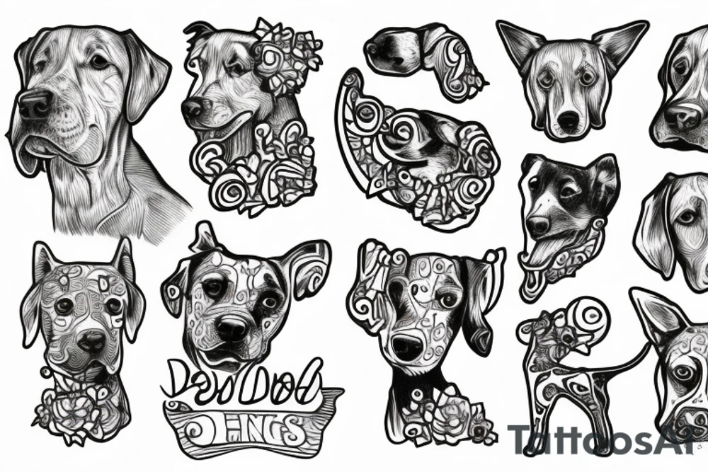 Dog with a bone tattoo idea