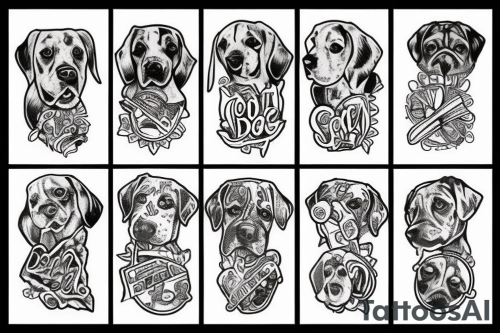 Dog with a bone tattoo idea