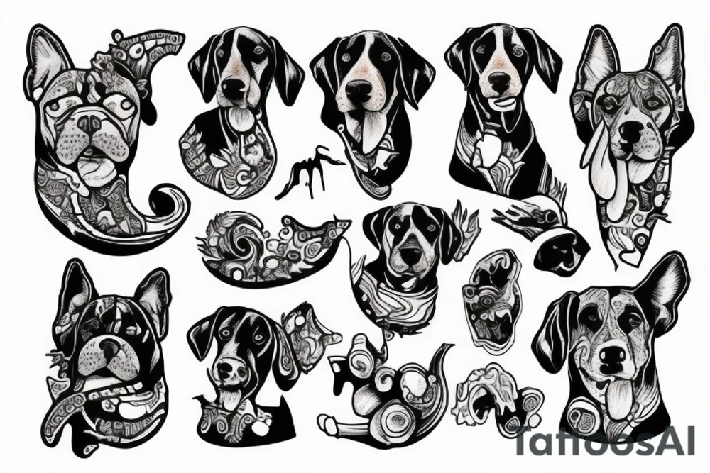 Dog with a bone tattoo idea