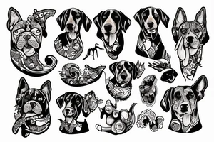 Dog with a bone tattoo idea