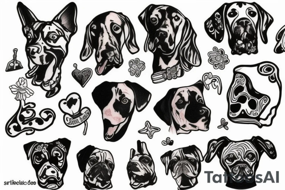 Dog with a bone tattoo idea