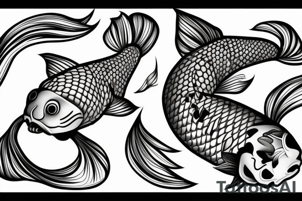 Koi Fish with its skeleton leaving its body tattoo idea