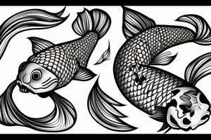 Koi Fish with its skeleton leaving its body tattoo idea