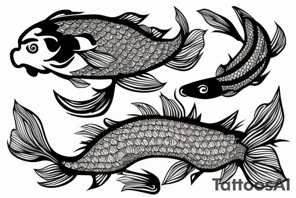 Koi Fish with skeleton leaving its body tattoo idea