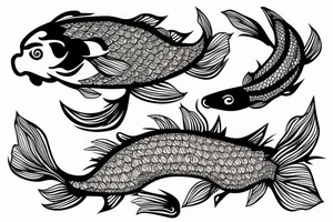 Koi Fish with skeleton leaving its body tattoo idea