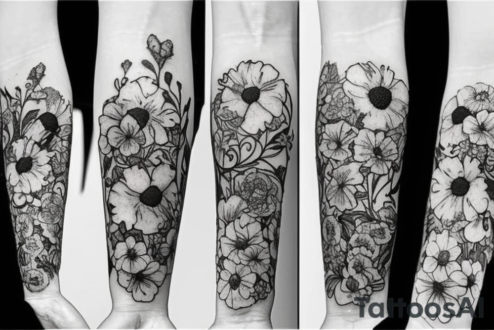 A sword with flowers tattoo idea