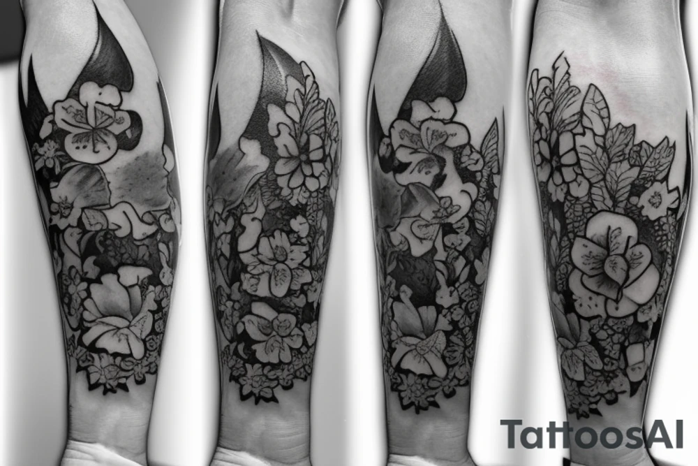 A sword with flowers tattoo idea