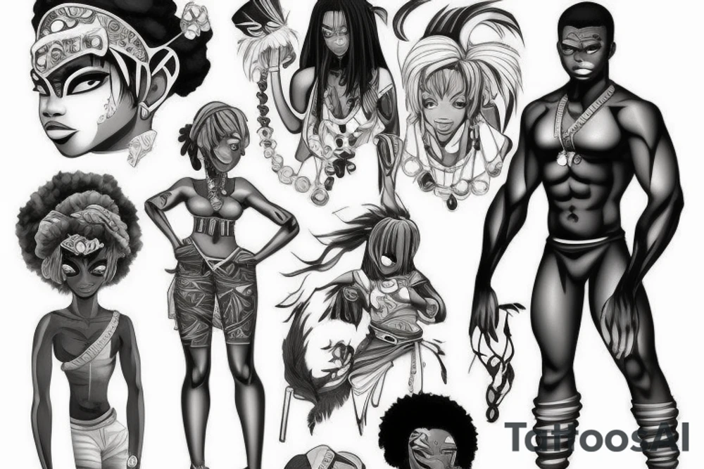 African American anime warrior tattoo idea