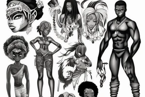 African American anime warrior tattoo idea