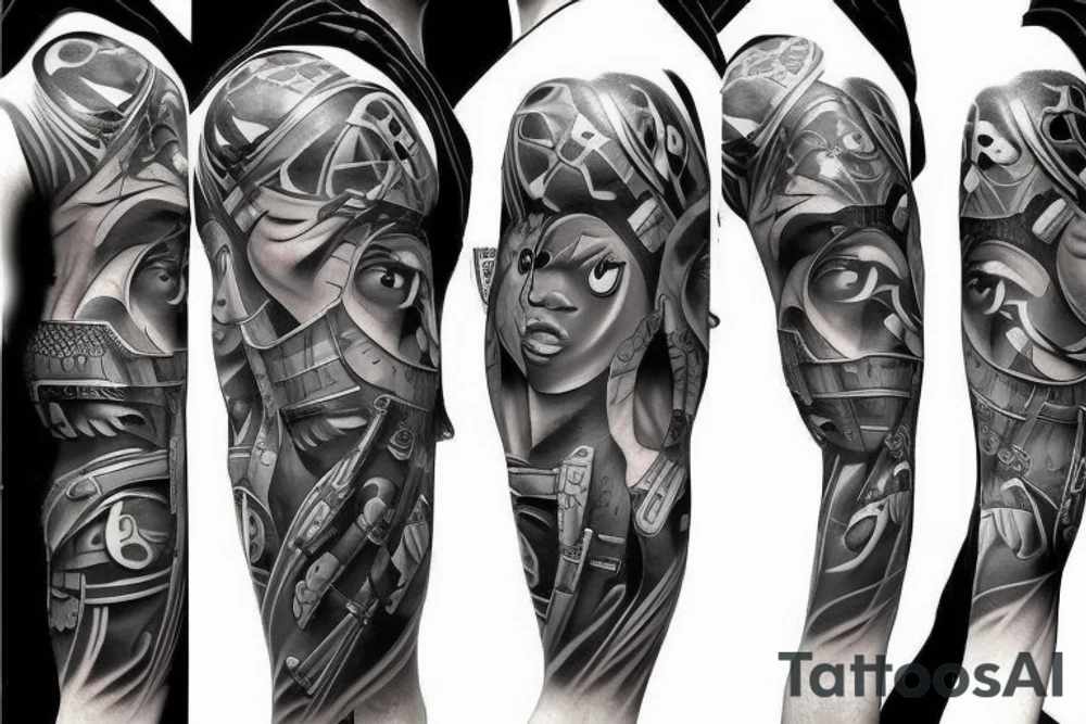 African American anime warrior tattoo idea