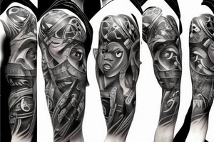 African American anime warrior tattoo idea