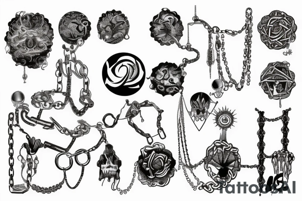 psychedelic metal chains tattoo idea