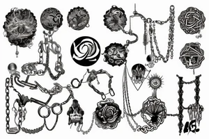 psychedelic metal chains tattoo idea