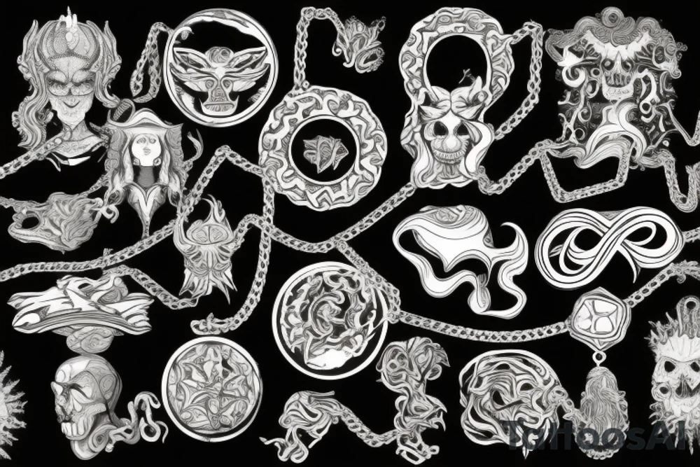 psychedelic metal chains tattoo idea