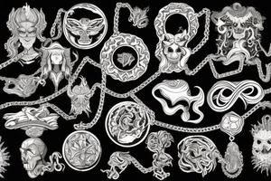 psychedelic metal chains tattoo idea