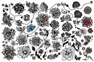 Psychedelic chains with flowers blooming on them tattoo idea