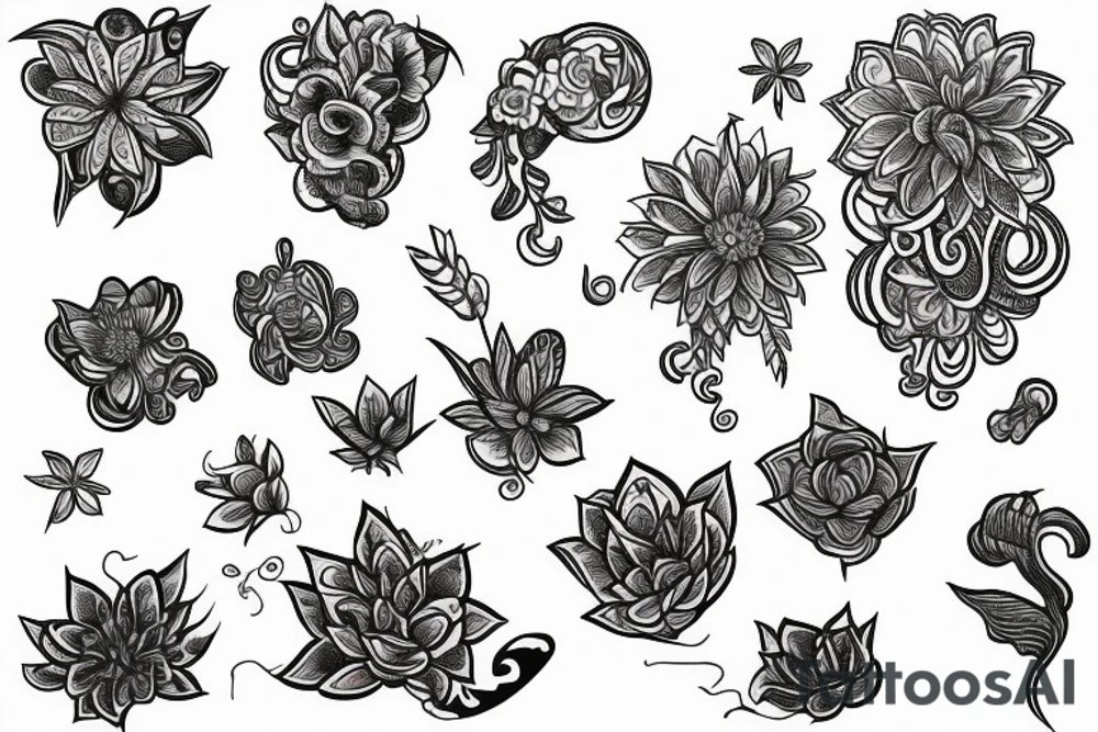 Psychedelic chains with flowers blooming on them tattoo idea