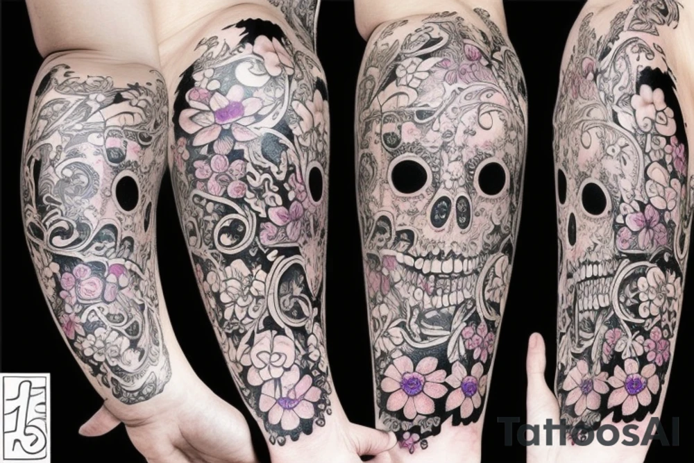 Psychedelic metal chains with flowers blooming on them tattoo idea