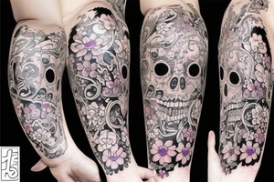 Psychedelic metal chains with flowers blooming on them tattoo idea