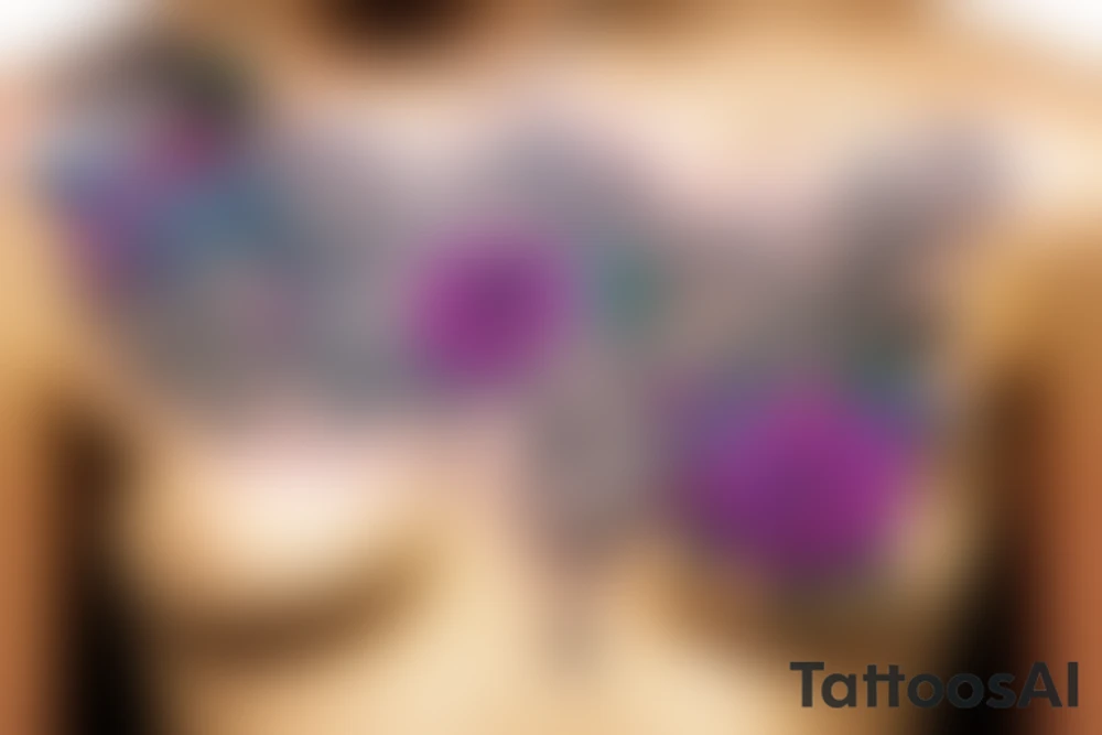 Psychedelic metal chains with flowers blooming on them tattoo idea