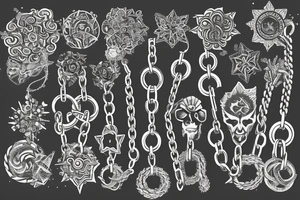 Psychedelic metal chains with stardust tattoo idea
