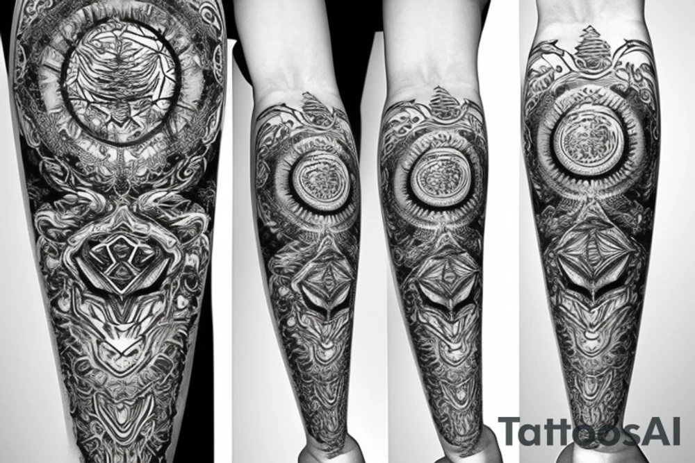 Psychedelic metal chains with stardust tattoo idea