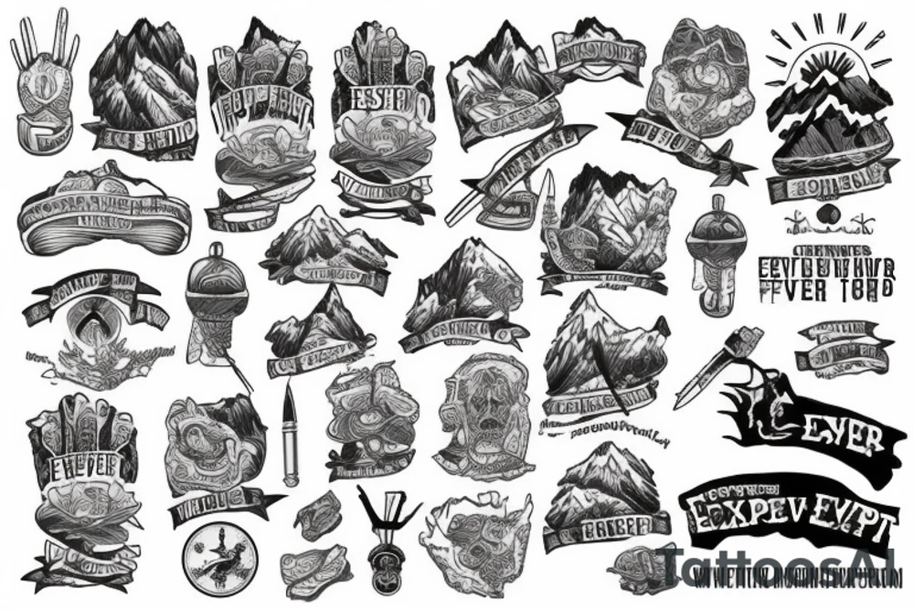 WRITE "NEVER STOP EXPLORING" WITH EVEREST BASE CAMP MOUNTAIN tattoo idea WRITE "NEVER STOP EXPLORING" WITH EVEREST BASE CAMP MOUNTAIN tattoo idea