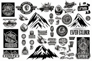 "NEVER STOP EXPLORING" WITH EVEREST BASE CAMP MOUNTAIN tattoo idea
