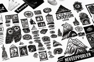 "NEVER STOP EXPLORING" WITH EVEREST BASE CAMP MOUNTAIN tattoo idea
