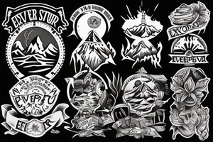 "NEVER STOP EXPLORING" WITH EVEREST MOUNTAIN tattoo idea