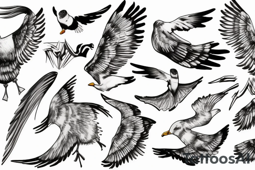 Seagull fighting tattoo idea