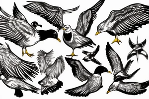 Seagull fighting tattoo idea