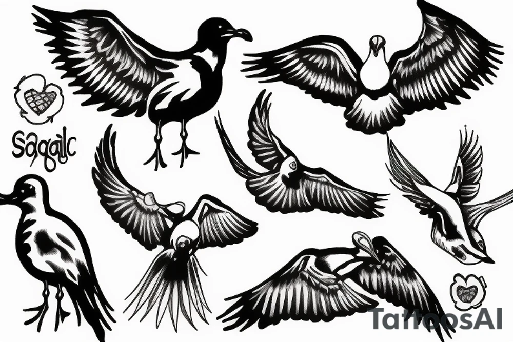 Seagull fighting tattoo idea