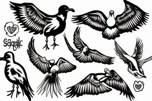 Seagull fighting tattoo idea