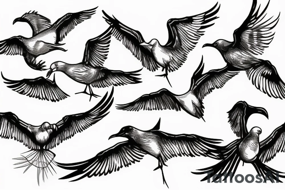 Seagulls fighting tattoo idea
