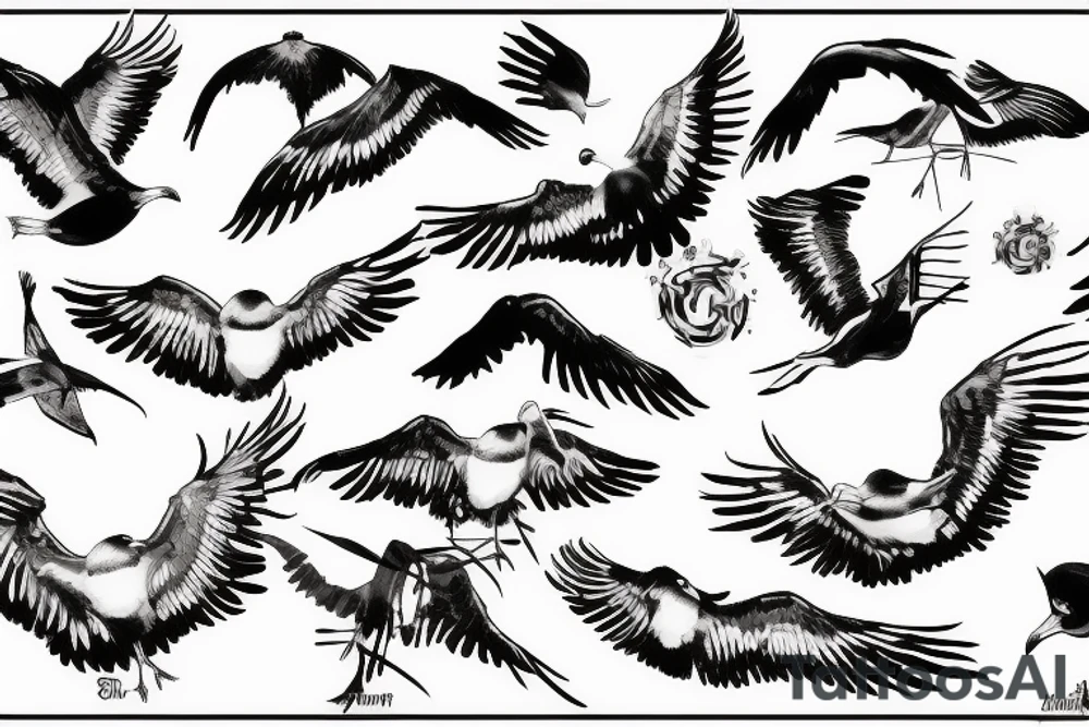 Seagulls fighting tattoo idea