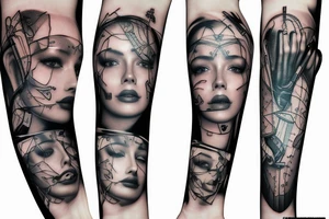 bionic, artificial forearm tattoo idea