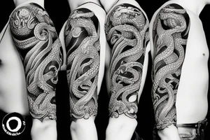 Snakes and demon sleeve tattoo idea