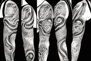 Snakes and demon sleeve tattoo idea